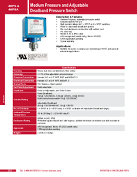 Thumbnail of document Data Sheet - 4WPS Medium Pres. & Adj. Deadband Press. Switch